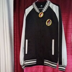 Chic Black and White Varsity Jacket with Patches
